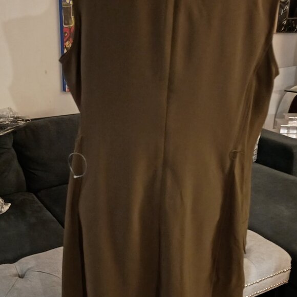 LAUREN RALPH LAUREN OLIVE GREEN BELTED DOUBLE FACED SLEEVELESS CREPE DRESS NWT - Picture 14 of 14